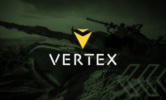 VERTEX | decorative image the VERTEX logo with a background containing an Army tank